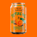 Orange can of Tepache soda with green text on an orange background